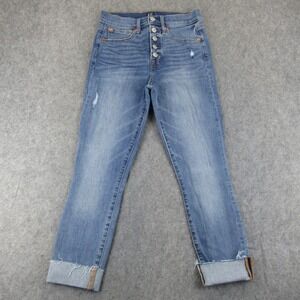 GAP True Skinny Jeans Women's Size 2 26 Button Fly Distressed Medium Wash Crop
